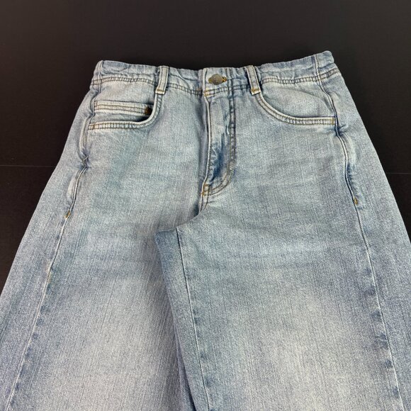 Pilcro Jean Women 27x27* Adi Mid Rise Flare Crop Light Blue Raw Hem Denim Tag 24 - Picture 2 of 16